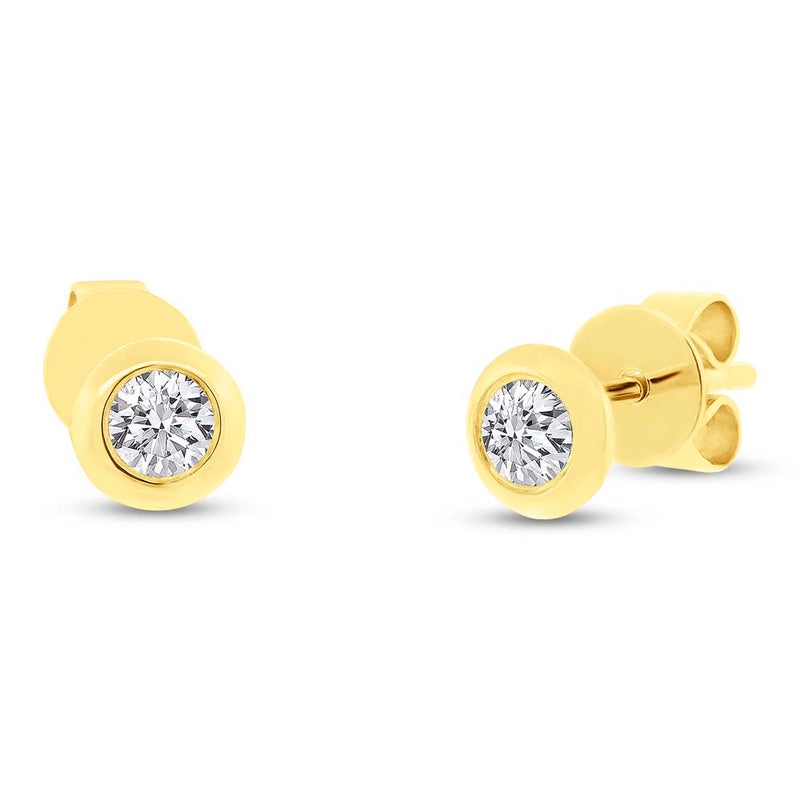 0.22ct Round Brilliant Cut Diamond Bezel Stud Earrings in 14k Yellow Gold