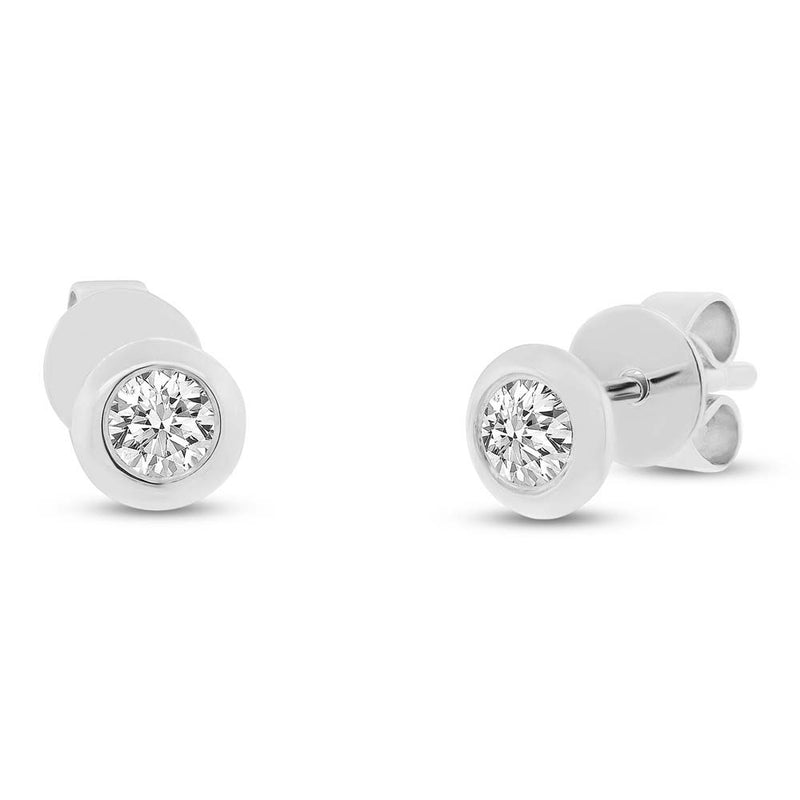 0.22ct Round Brilliant Cut Diamond Bezel Stud Earrings in 14k White Gold