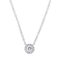0.14ct Round Brilliant Cut Diamond Halo Pendant in 14k White Gold