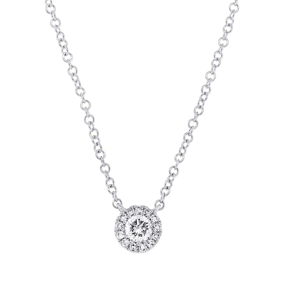 0.14ct Round Brilliant Cut Diamond Halo Pendant in 14k White Gold