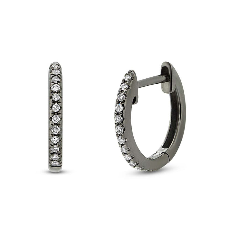 0.07ct Round Cut Diamond Huggie Earrings in 14k Black Gold