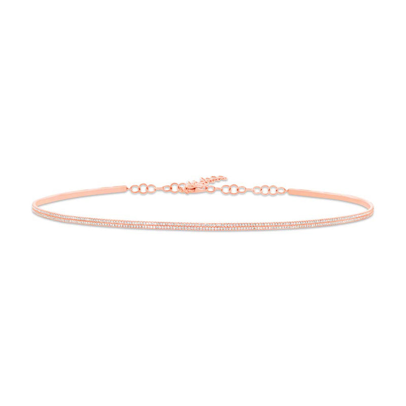0.77ct Round Cut Diamond Choker Necklace in 14k Rose Gold