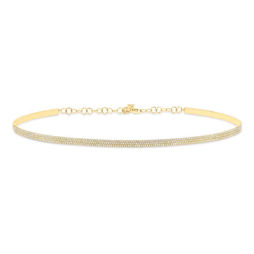 1.21ct Round Cut Diamond Choker Necklace in 14k Yellow Gold