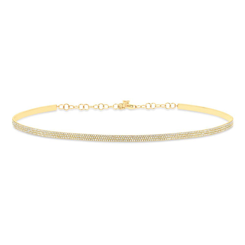 1.21ct Round Cut Diamond Choker Necklace in 14k Yellow Gold