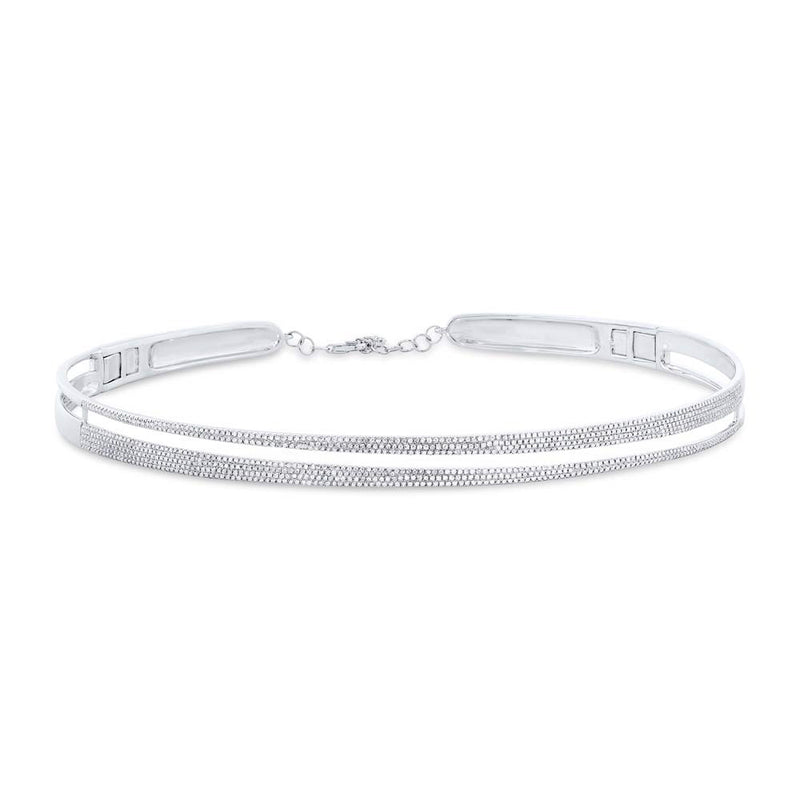 1.91ct Round Cut Diamond Choker Necklace in 14k White Gold