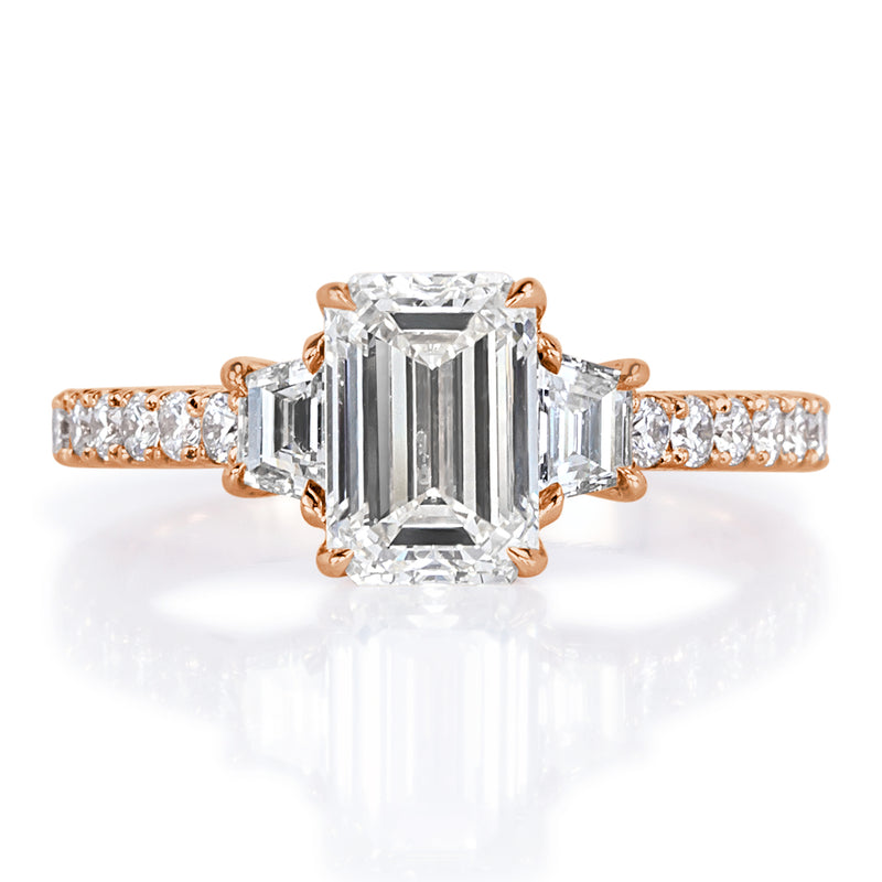 2.25ct Emerald Cut Diamond Three-Stone Engagement Ring