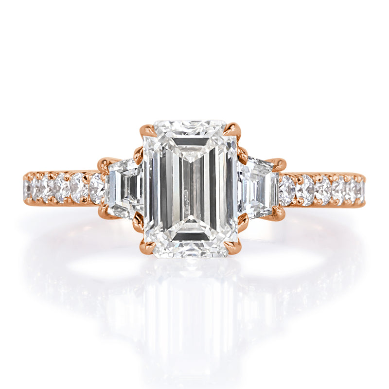 2.25ct Emerald Cut Diamond Three-Stone Engagement Ring