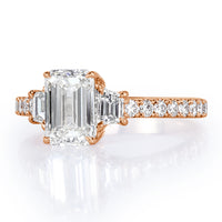 2.25ct Emerald Cut Diamond Three-Stone Engagement Ring