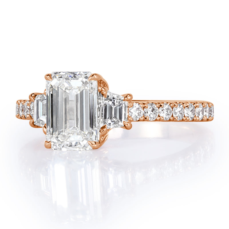2.25ct Emerald Cut Diamond Three-Stone Engagement Ring