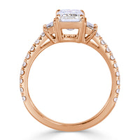 2.25ct Emerald Cut Diamond Three-Stone Engagement Ring