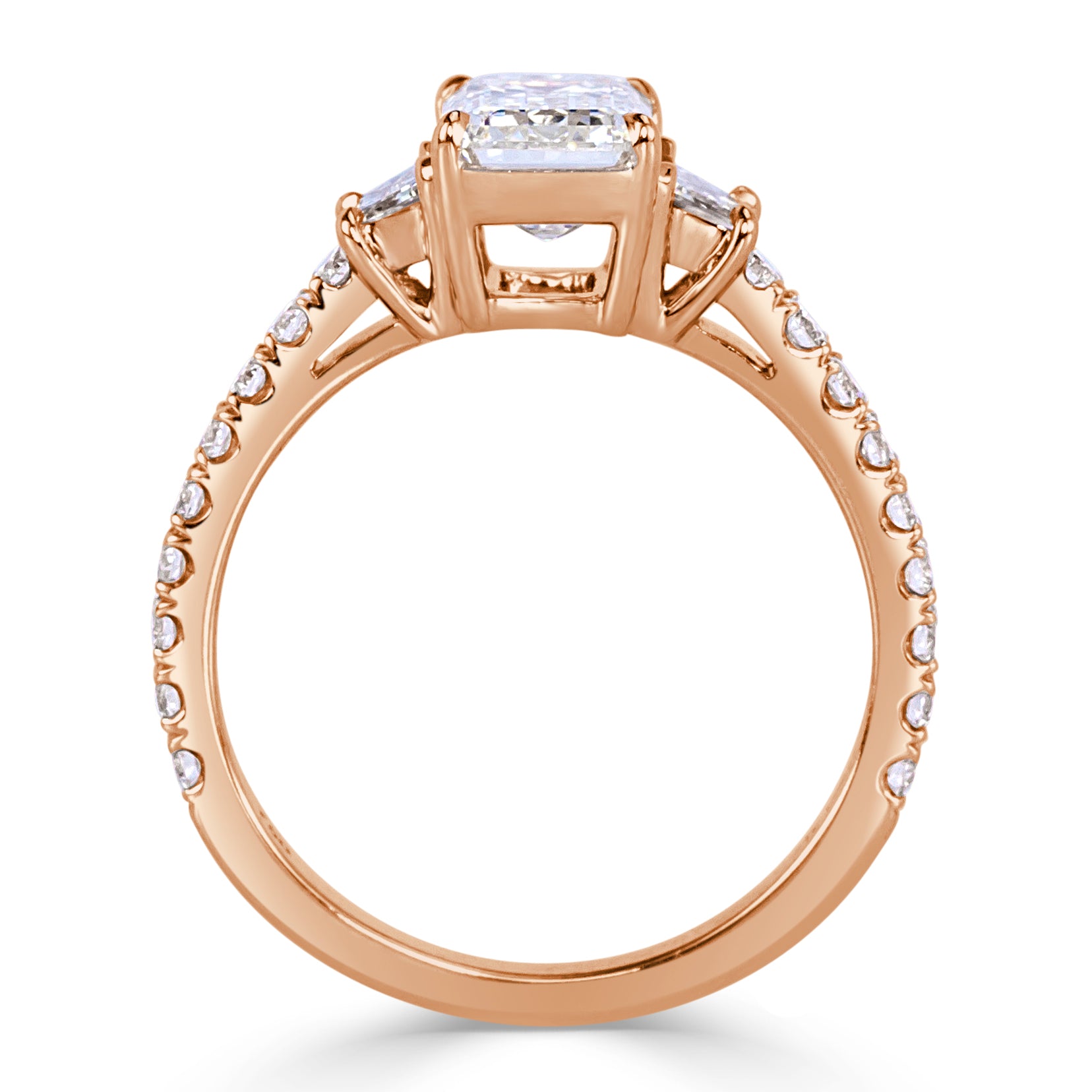 2.25ct Emerald Cut Diamond Three-Stone Engagement Ring