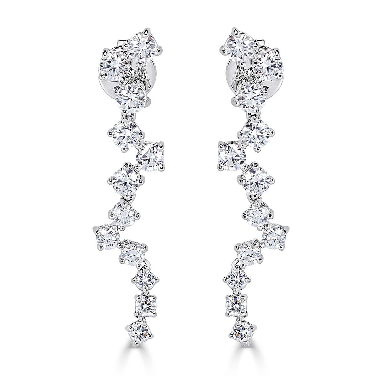 2.11ct Round Brilliant Cut Diamond Dangle Earrings
