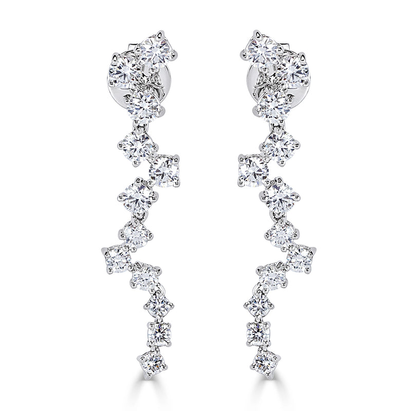 2.11ct Round Brilliant Cut Diamond Dangle Earrings