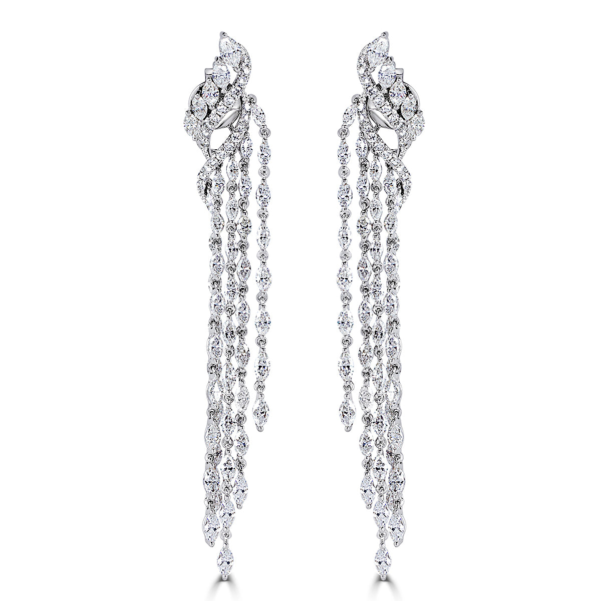 6.12ct Marquise & Round Brilliant Cut Diamond Dangle Earrings