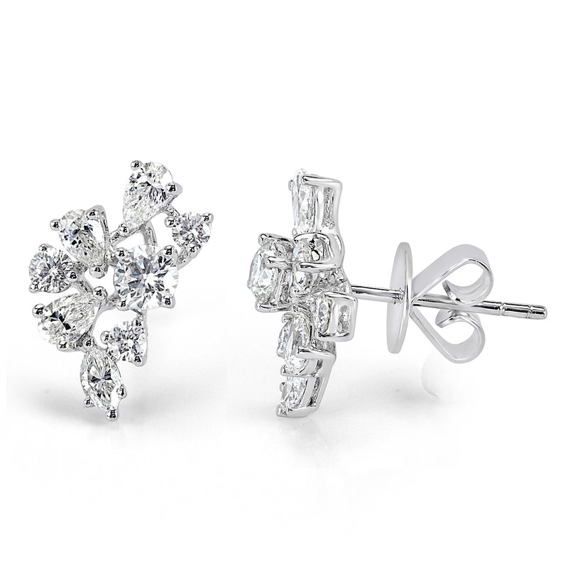 1.45ct Diamond Cluster Earrings
