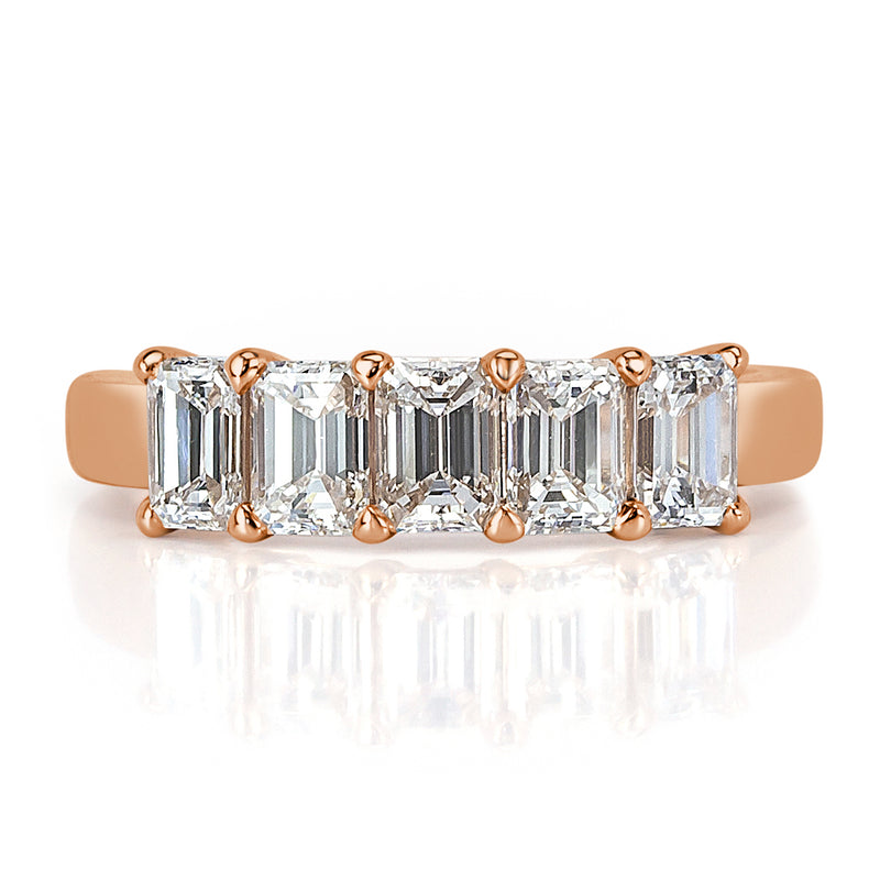 1.55ct Emerald Cut Diamond Five-Stone Ring in 18k Rose Gold