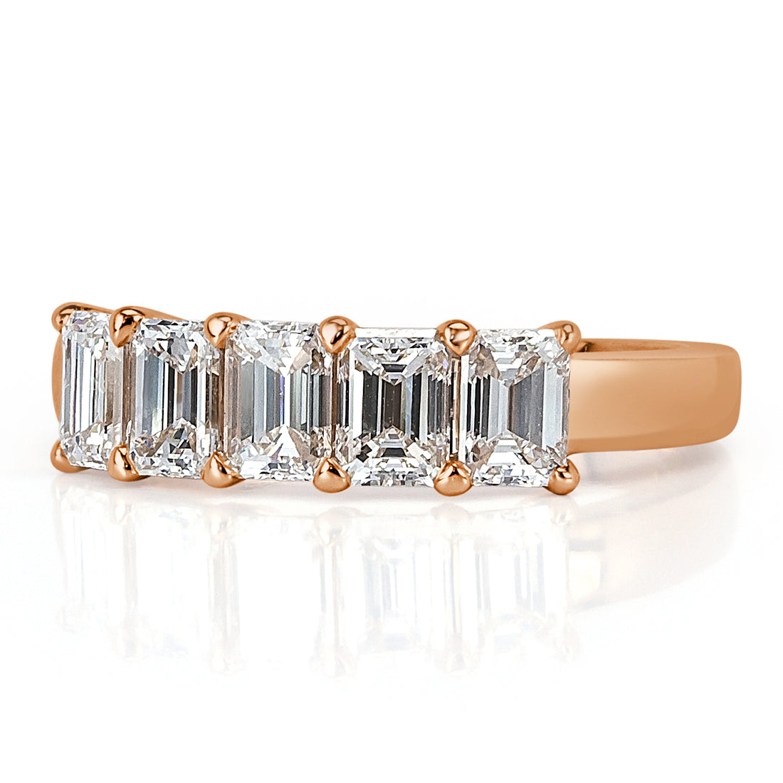 1.55ct Emerald Cut Diamond Five-Stone Ring in 18k Rose Gold