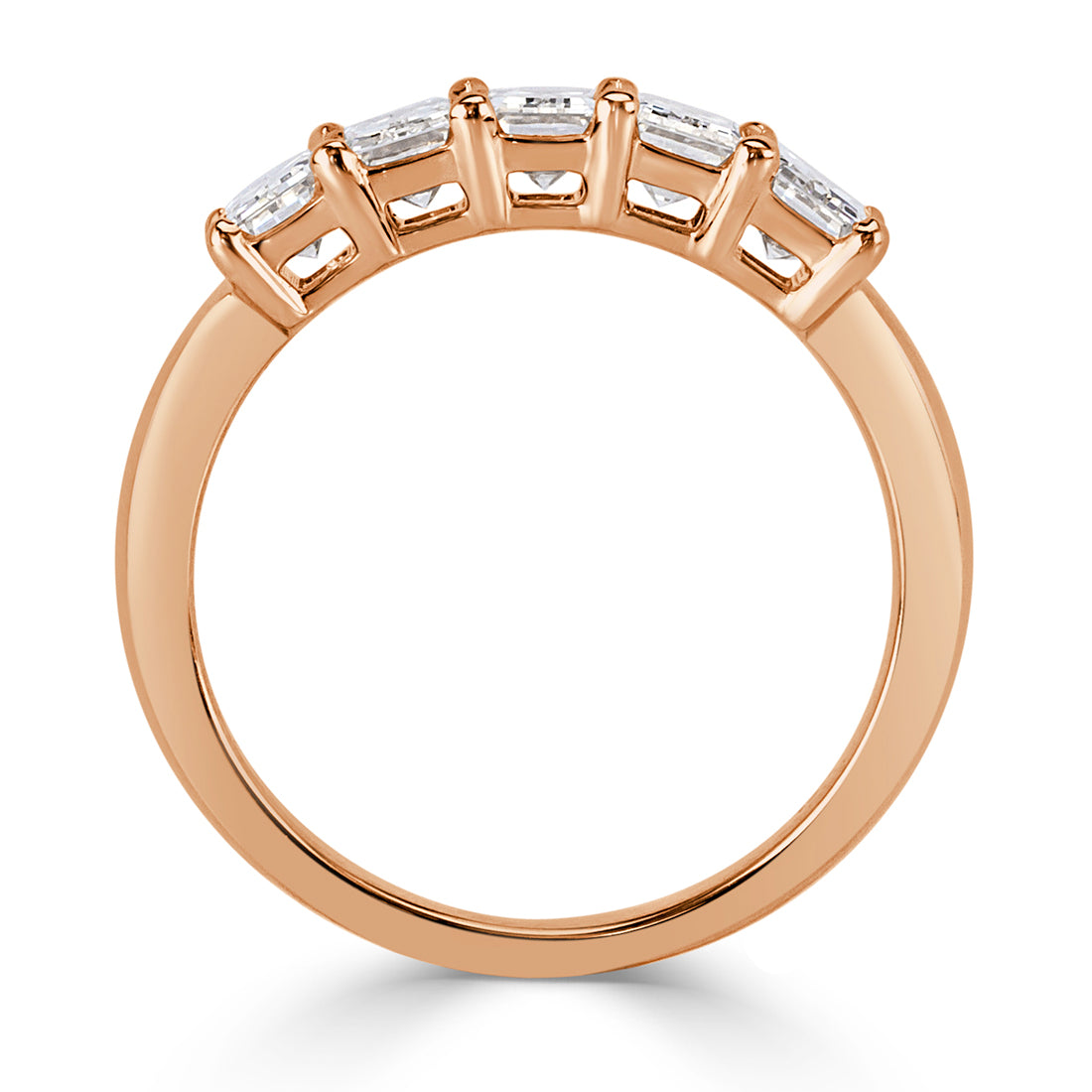 1.55ct Emerald Cut Diamond Five-Stone Ring in 18k Rose Gold