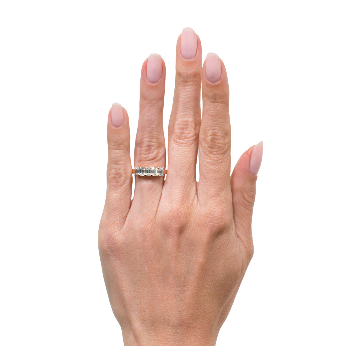 1.55ct Emerald Cut Diamond Five-Stone Ring in 18k Rose Gold