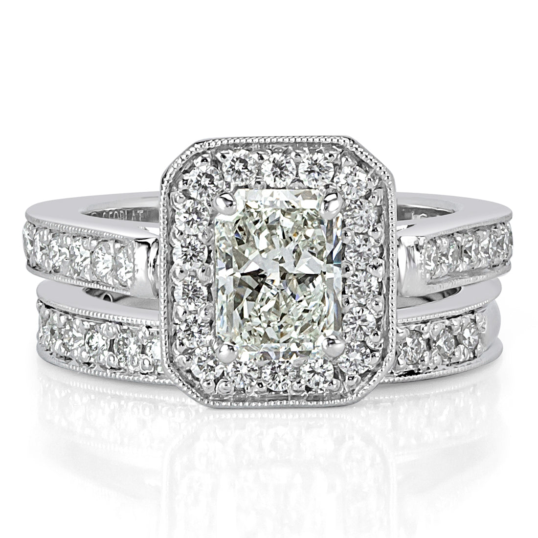 1.63ct Radiant Cut Diamond Wedding Set