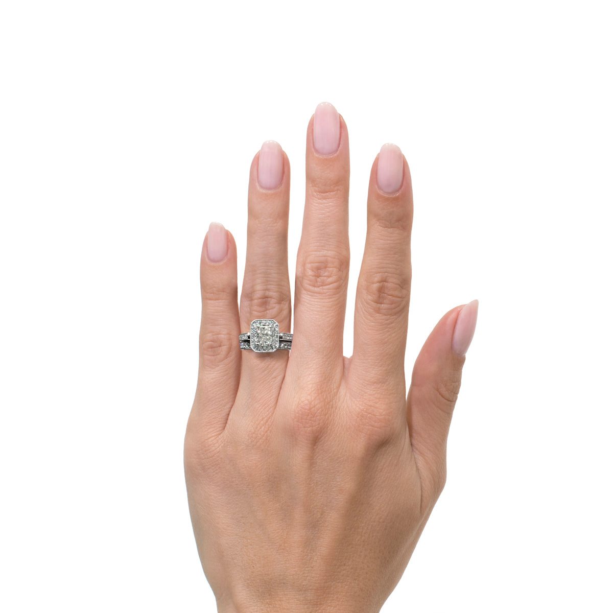 1.63ct Radiant Cut Diamond Wedding Set