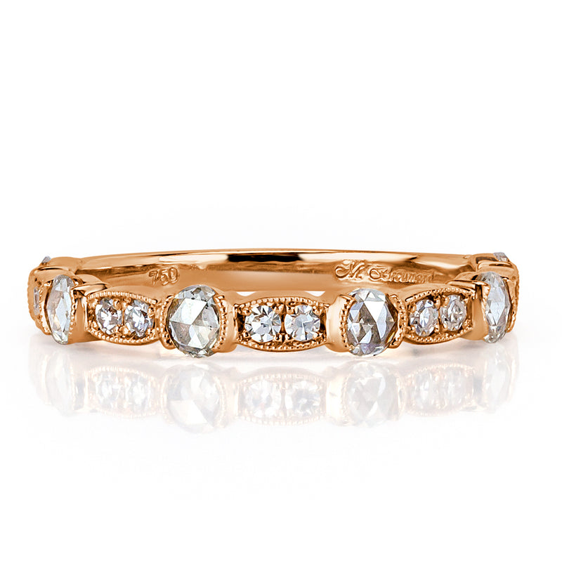 0.60ct Rose Cut Diamond Wedding Band in 18k Rose Gold