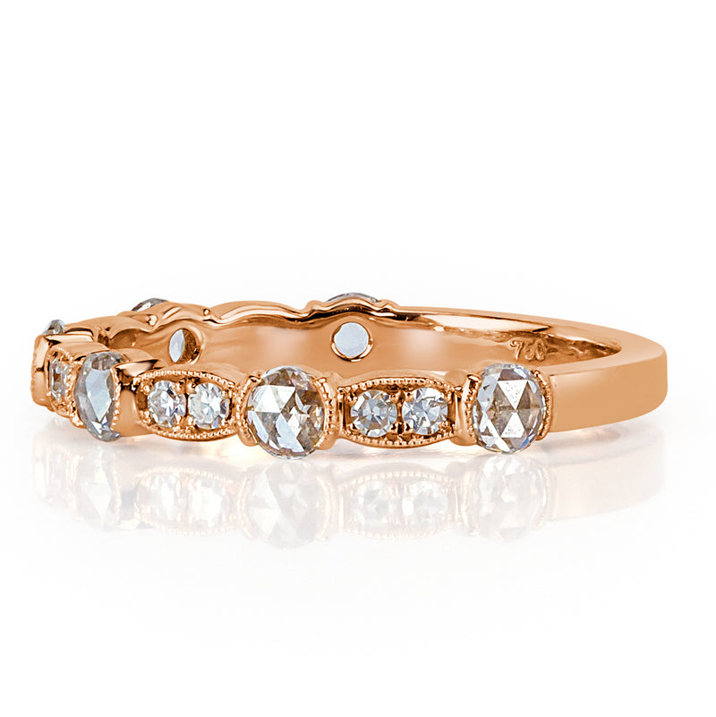 0.60ct Rose Cut Diamond Wedding Band in 18k Rose Gold