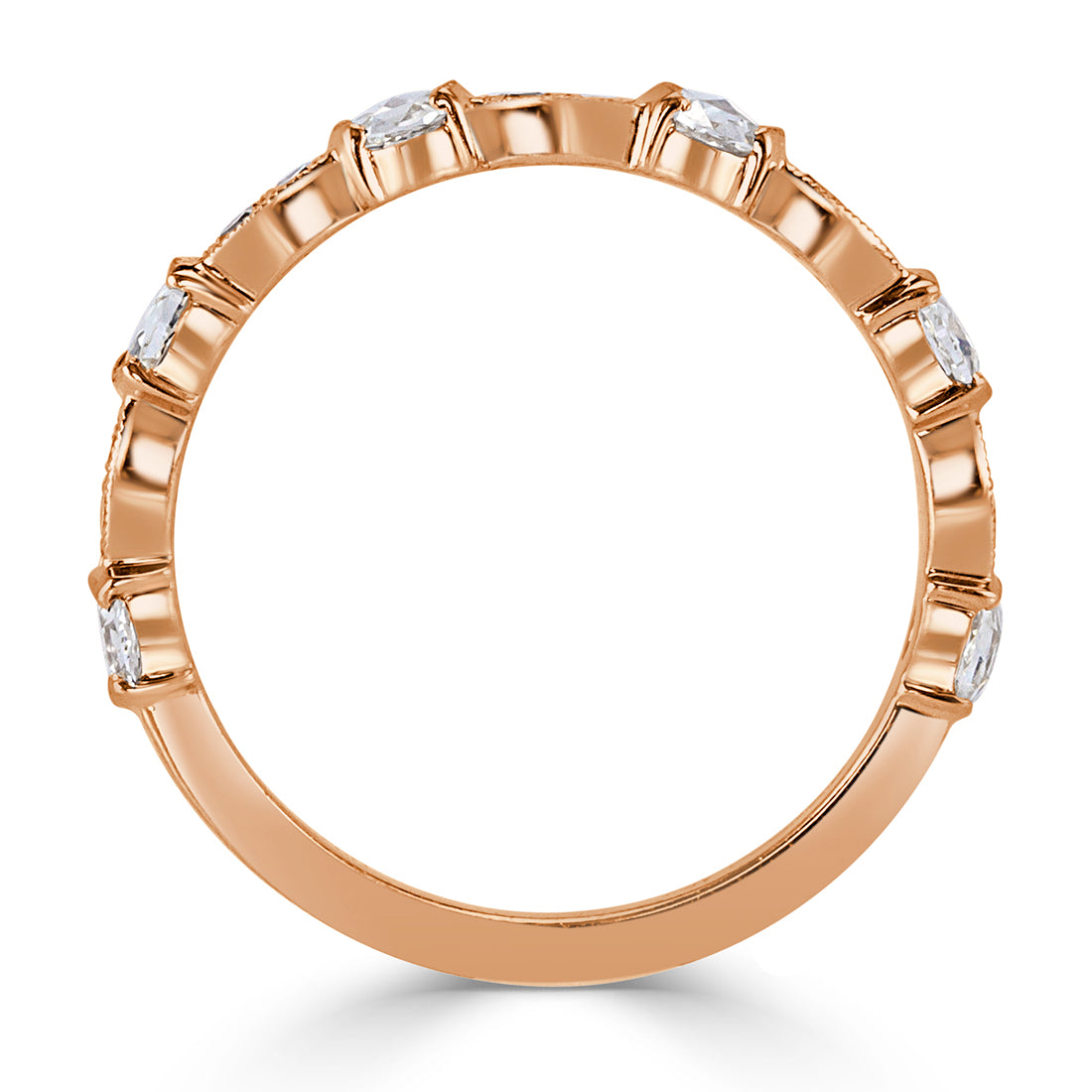 0.60ct Rose Cut Diamond Wedding Band in 18k Rose Gold