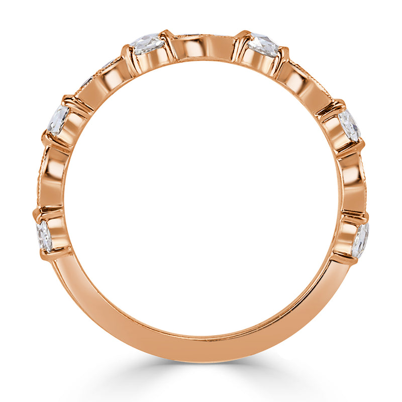 0.60ct Rose Cut Diamond Wedding Band in 18k Rose Gold