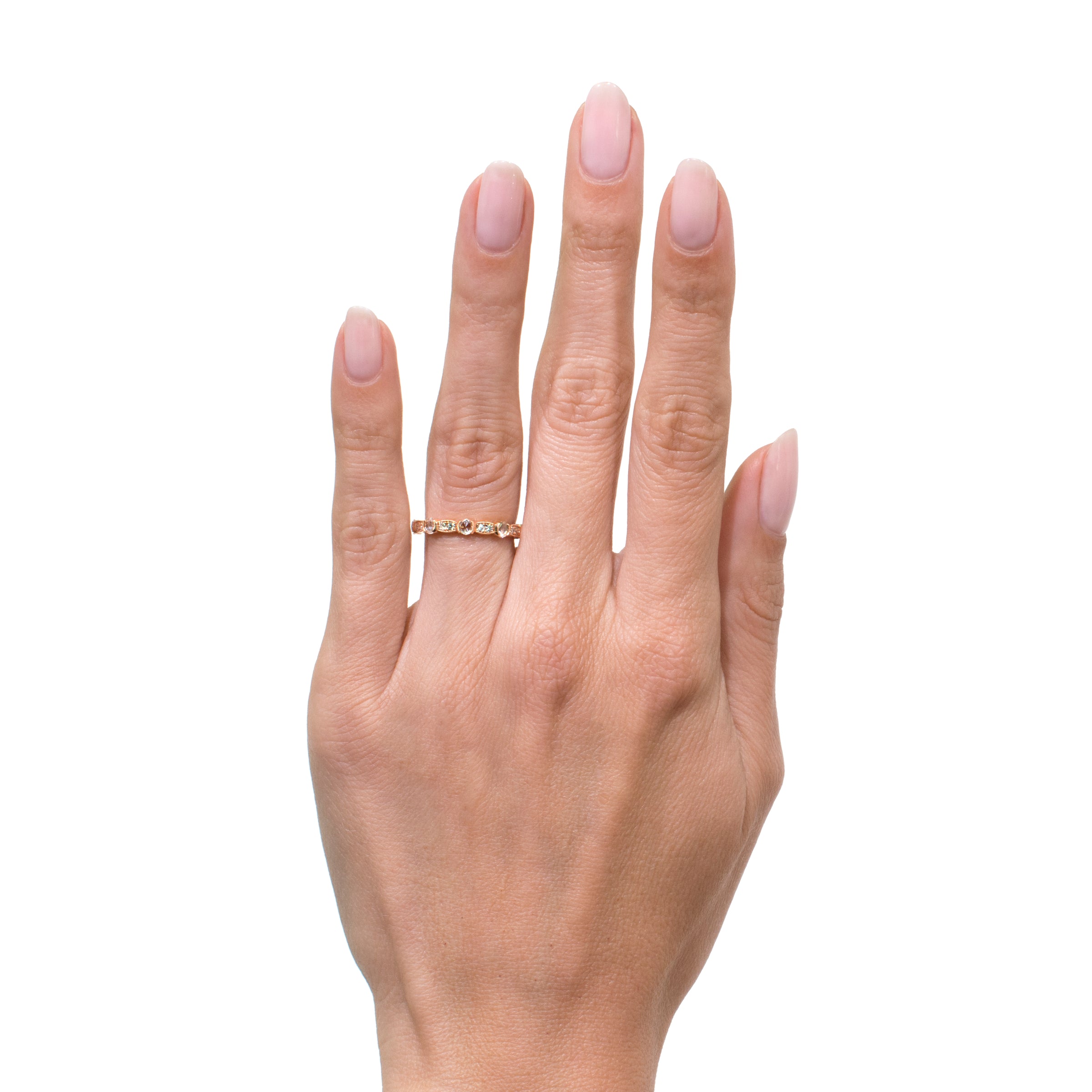 0.60ct Rose Cut Diamond Wedding Band in 18k Rose Gold