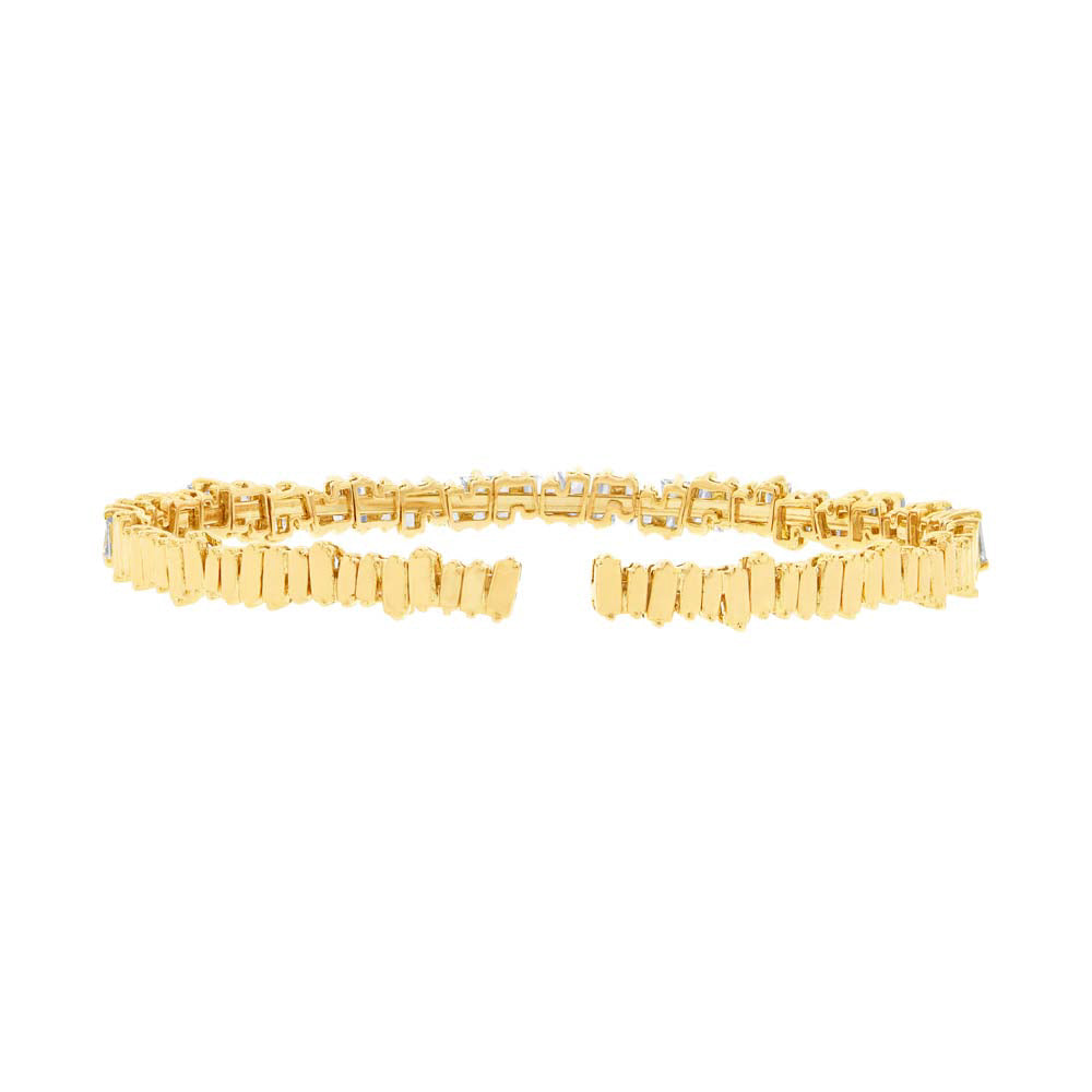 2.78ct Baguette Cut Diamond Flexible Bracelet in 14k Yellow Gold