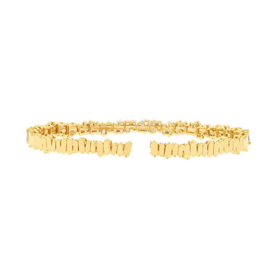 2.78ct Baguette Cut Diamond Flexible Bracelet in 14k Yellow Gold