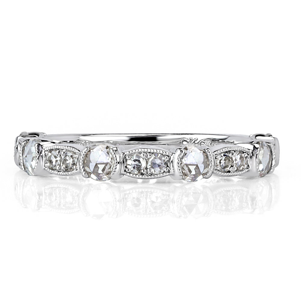 0.60ct Rose Cut Diamond Wedding Band in 18k White Gold