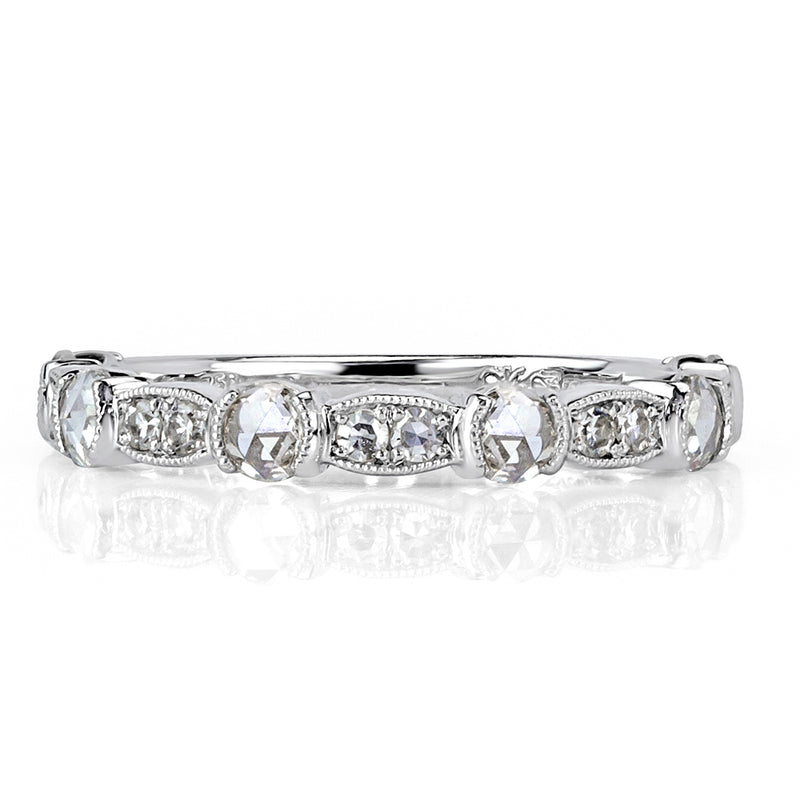 0.60ct Rose Cut Diamond Wedding Band in 18k White Gold