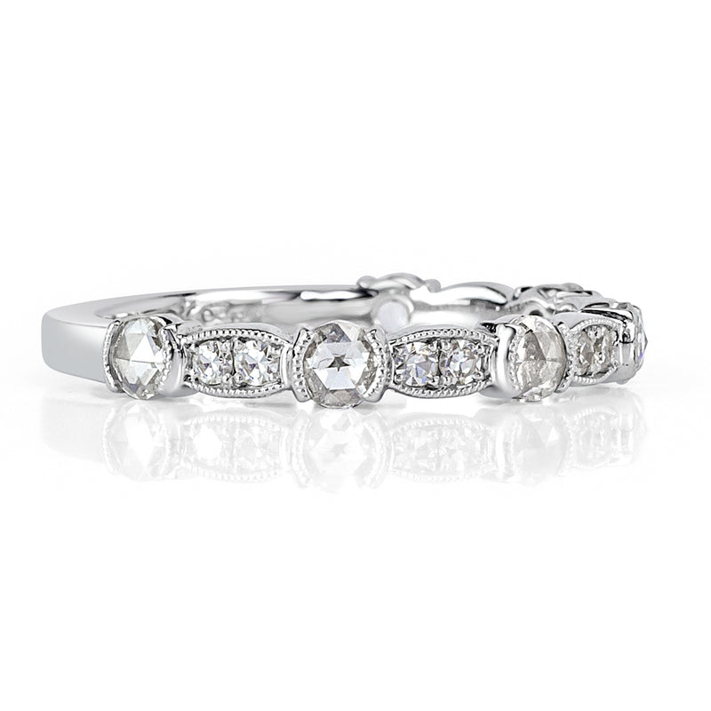 0.60ct Rose Cut Diamond Wedding Band in 18k White Gold