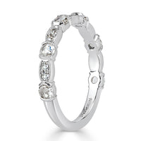 0.60ct Rose Cut Diamond Wedding Band in 18k White Gold
