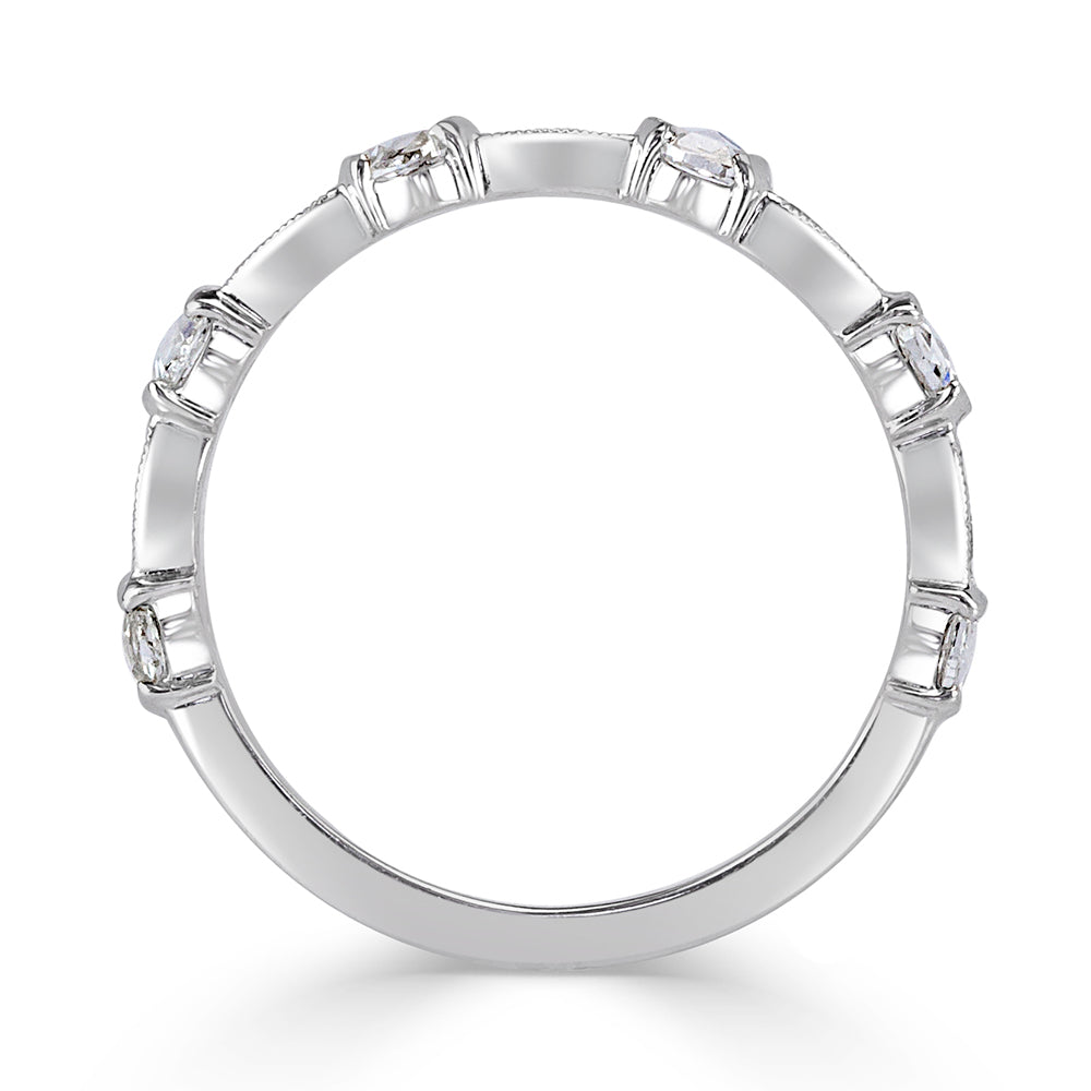 0.60ct Rose Cut Diamond Wedding Band in 18k White Gold