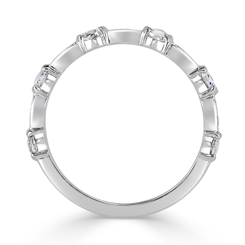 0.60ct Rose Cut Diamond Wedding Band in 18k White Gold