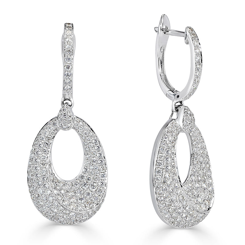 1.58ct Round Brilliant Cut Diamond Oval Shaped Hoops