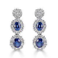 2.56ct Sapphire and Diamond Dangle Earrings