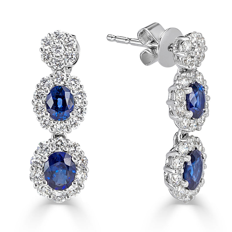 2.56ct Sapphire and Diamond Dangle Earrings