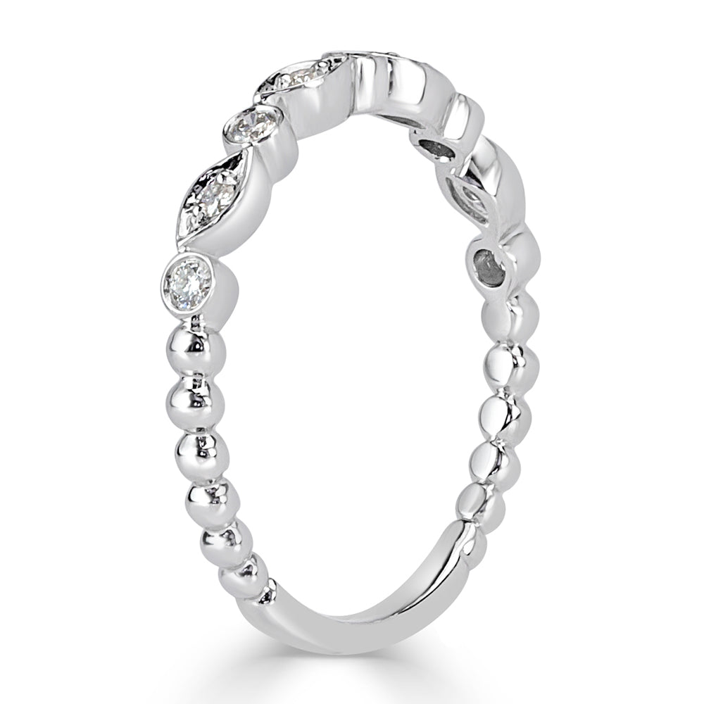 0.14ct Round Brilliant Cut Diamond Wedding Band in 14k White Gold