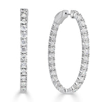 2.00ct Round Brilliant Cut Diamond Oval Shaped Hoop Earrings