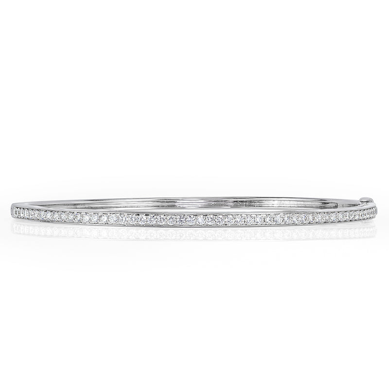 0.85ct Round Brilliant Cut Diamond Bangle Bracelet in 14k White Gold