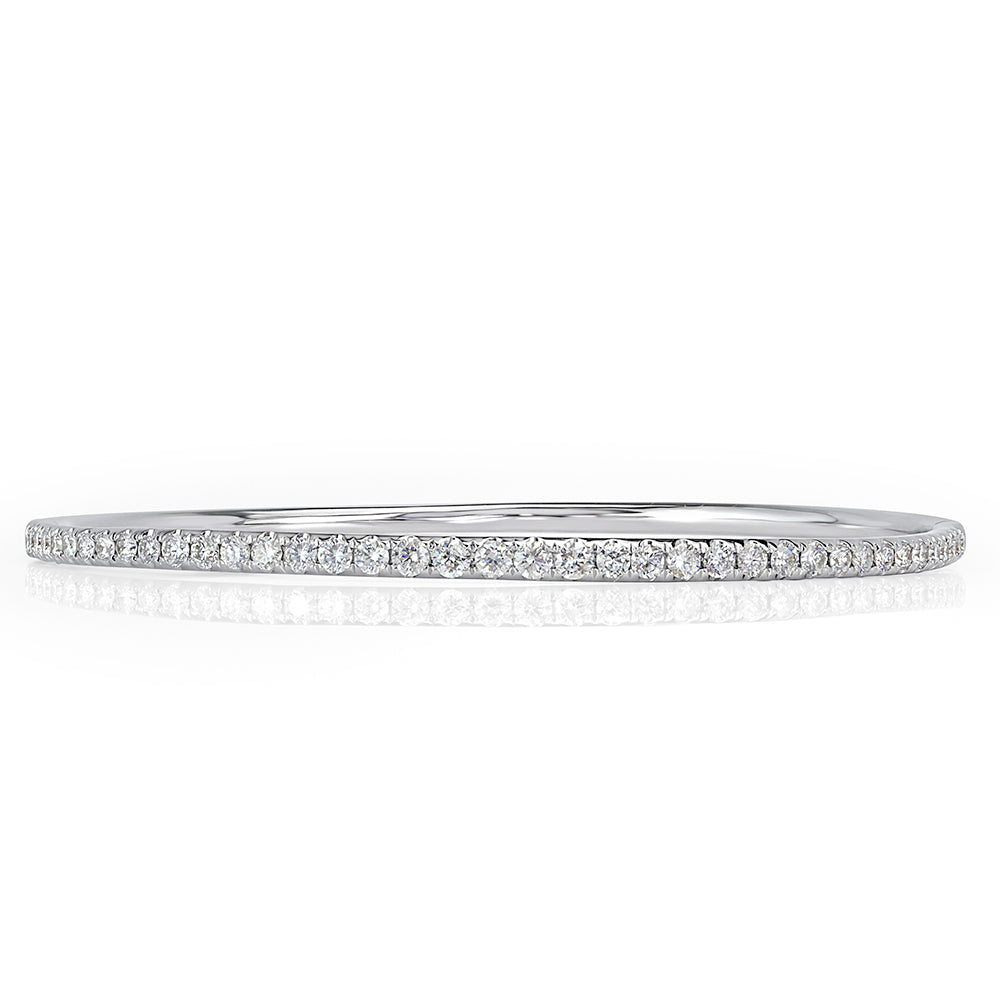 1.10ct Round Brilliant Cut Diamond Bangle Bracelet in 14k White Gold