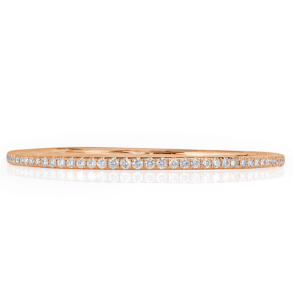 1.10ct Round Brilliant Cut Diamond Bangle Bracelet in 14k Rose Gold