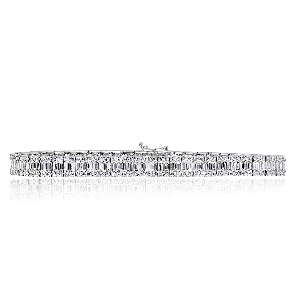 5.00ct Baguette and Round Brilliant Cut Diamond Tennis Bracelet