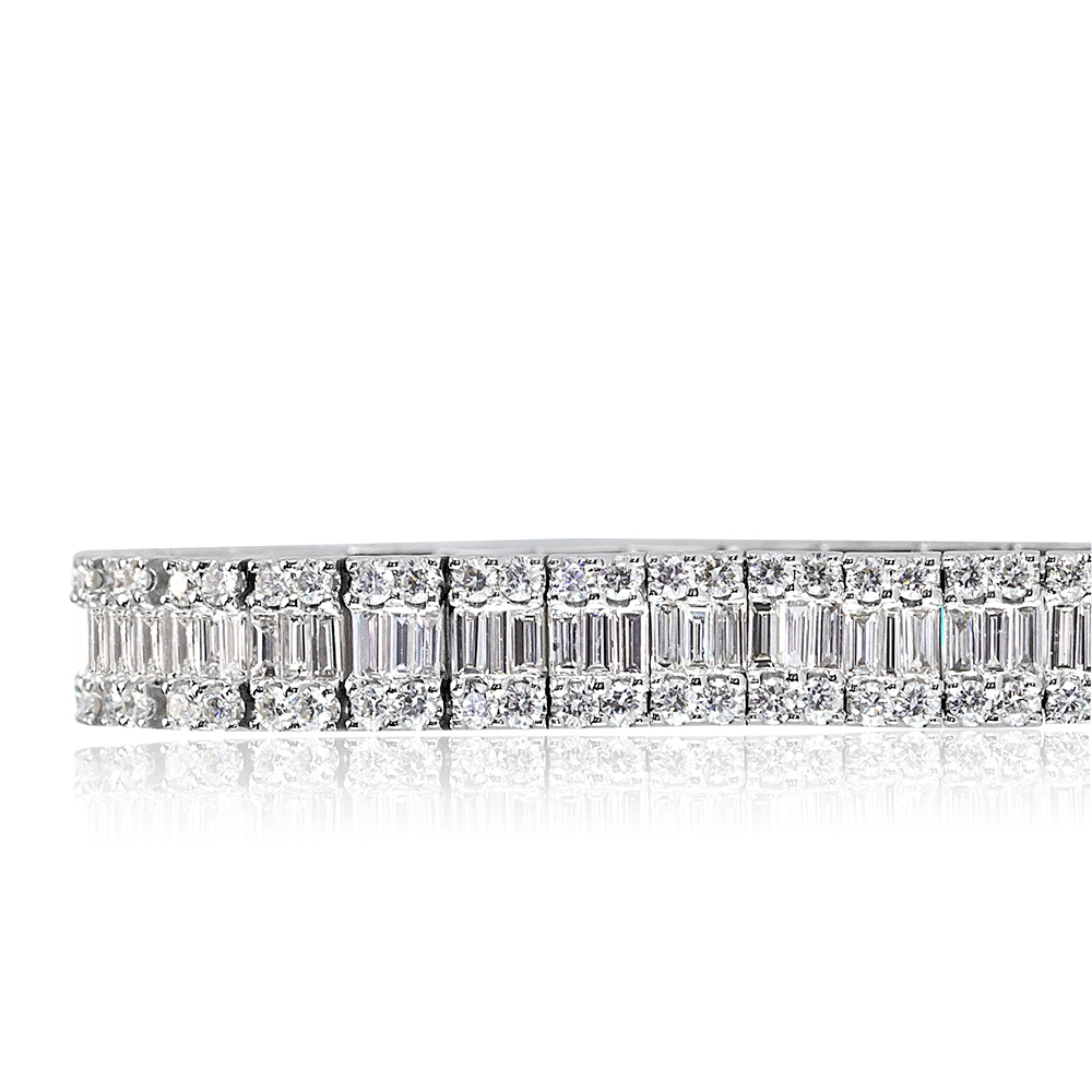 5.00ct Baguette and Round Brilliant Cut Diamond Tennis Bracelet