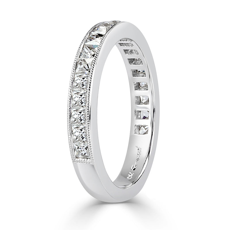 1.05ct French Cut Diamond Wedding Band in 18k White Gold