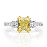 1.85ct Fancy Light Yellow Radiant Cut Diamond Engagement Ring